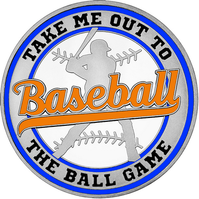 Orange "Baseball" with Royal Blue Outer Circular Borders
